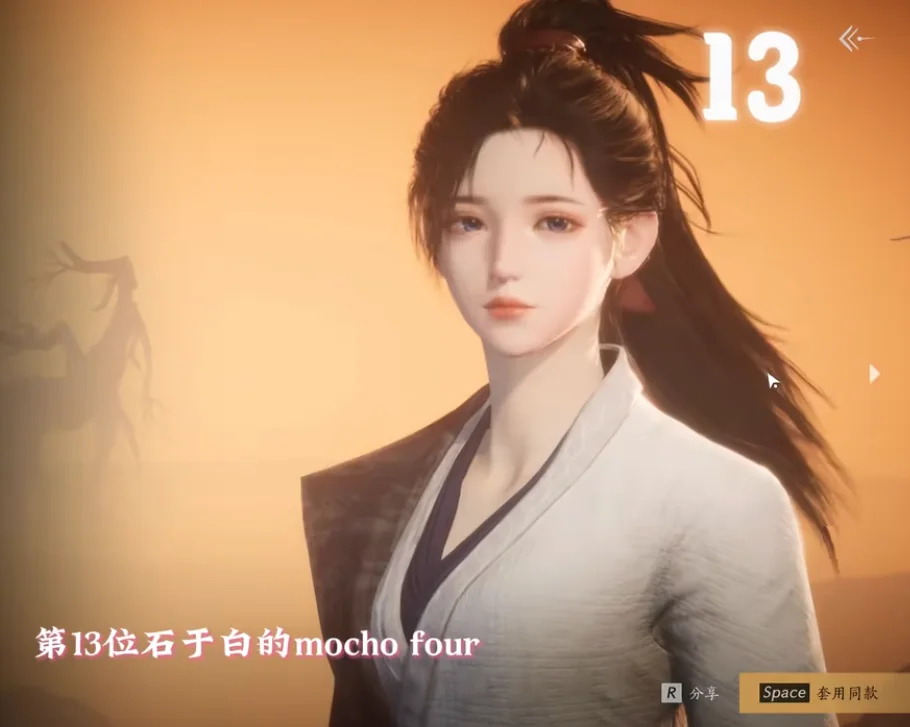 Where Winds Meet Preset 13 face-code preview