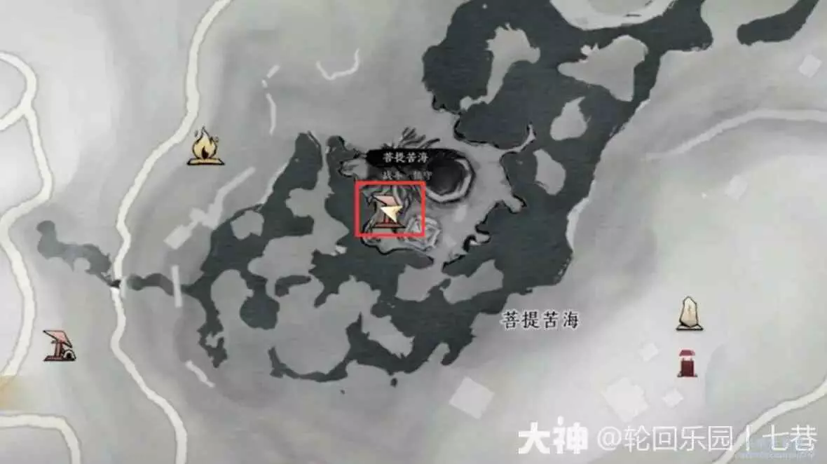Older Chinese-client map marking the Ye Wanshan challenge at Bodhi Sea for the Mystic Skill now called Flaming Meteor