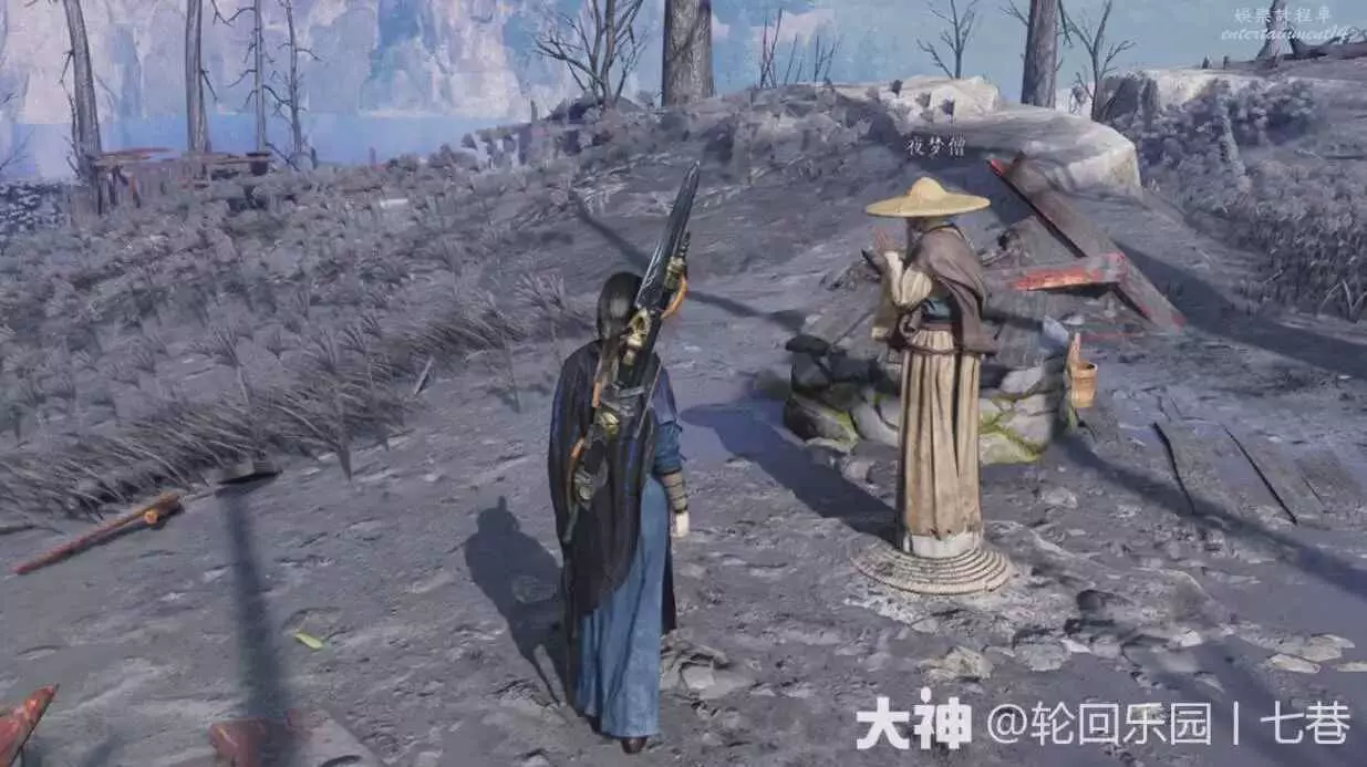 Older Chinese-client screenshot showing the Nightdream Monk beside the ruined Thousand-Buddha Village route