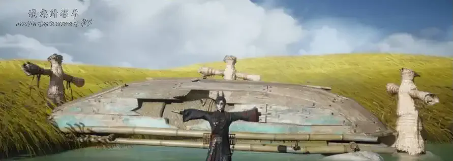 Broken boat formation with the empty scarecrow side visible