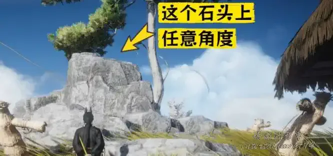Rock behind the house where the player uses the Scarecrow action