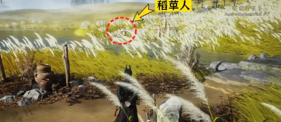 Field route toward the Banyan Zhai tree-circle scarecrows