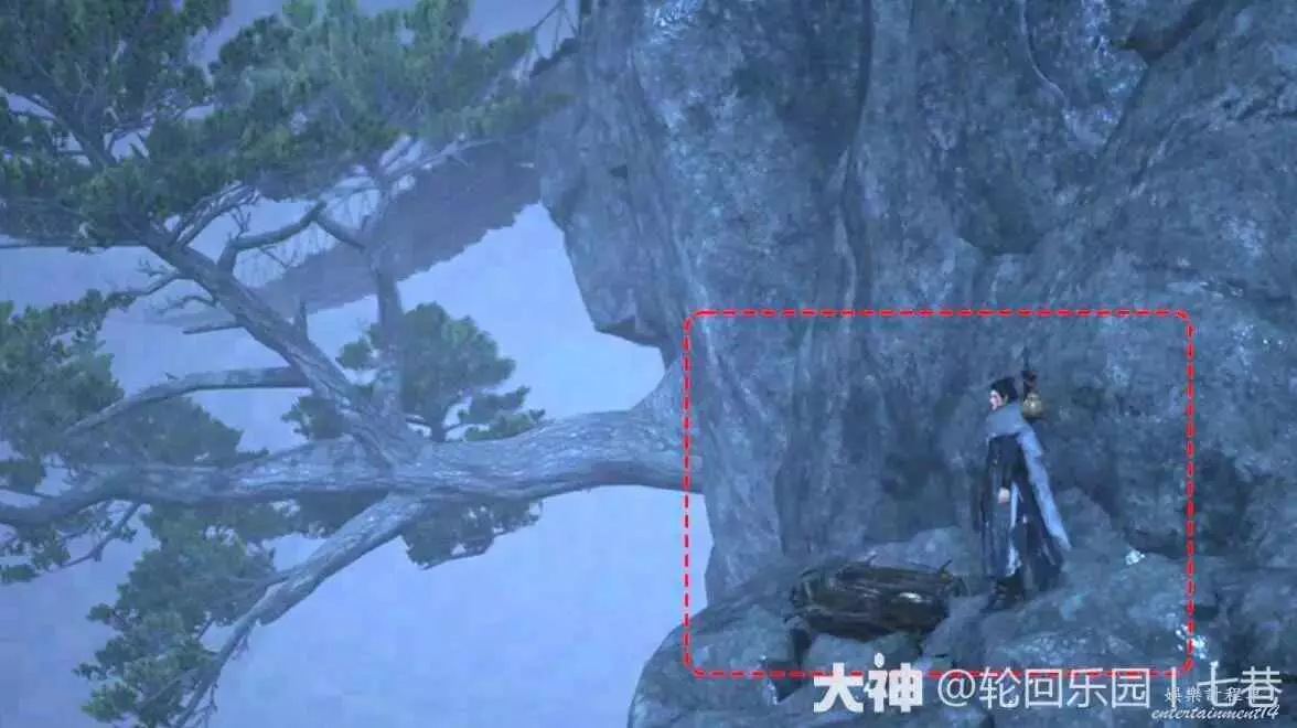 Older Chinese-client screenshot showing a character beside the eagle nest on the narrow cliff ledge used to unlock Talon Strike
